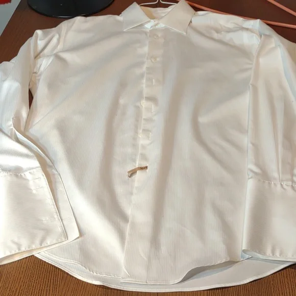 pronto uomo white dress shirt Pronto Uomo Solid White Non-Iron Slim Fit Button Up Dress Shirt Men's 14.5 32/33